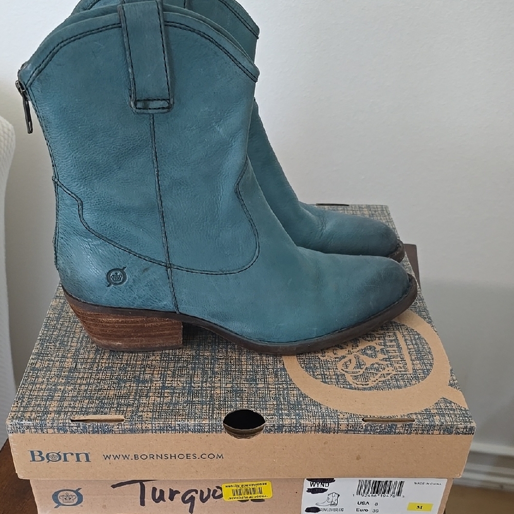 Born Turquoise Ankle Boots. Gently Used! - Picture 2 of 3